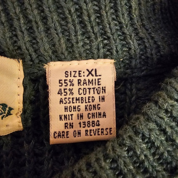 Vintage 417 Van Heusen Mens XL Teal Green Ramie Cotton Chunky Knit Sweater - Picture 8 of 9